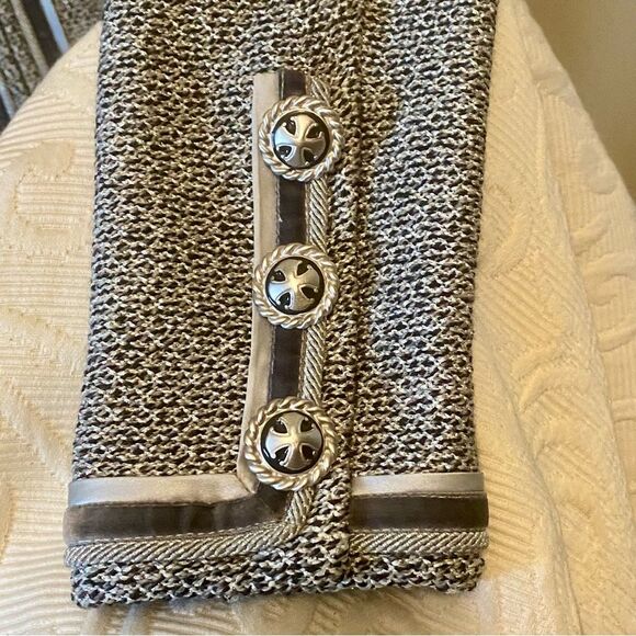 St. John Collection Marie Gray Blazer Jacket Gray Metallic Silver Accent Size 12 - Picture 4 of 7